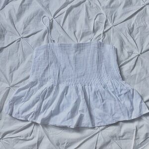 Abercrombie & Fitch White Pintuck Cami Pleated Babydoll Spaghetti Strap Top